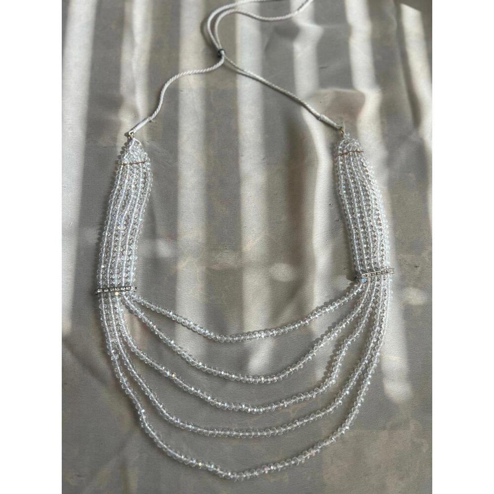 White Gorgeous Beaded Southasian Style Layered Necklace Jewelry Adjustable NEW - Picture 1 of 5